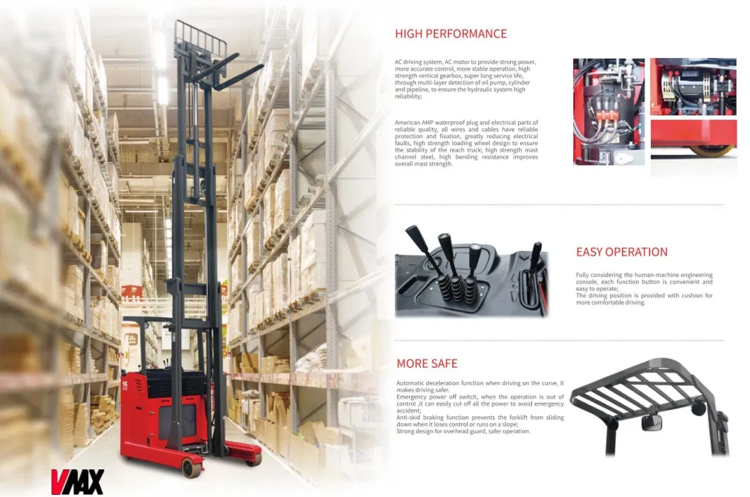 Warehouse Equipment 1.5ton 1500kg Electric Reach Truck for Sale