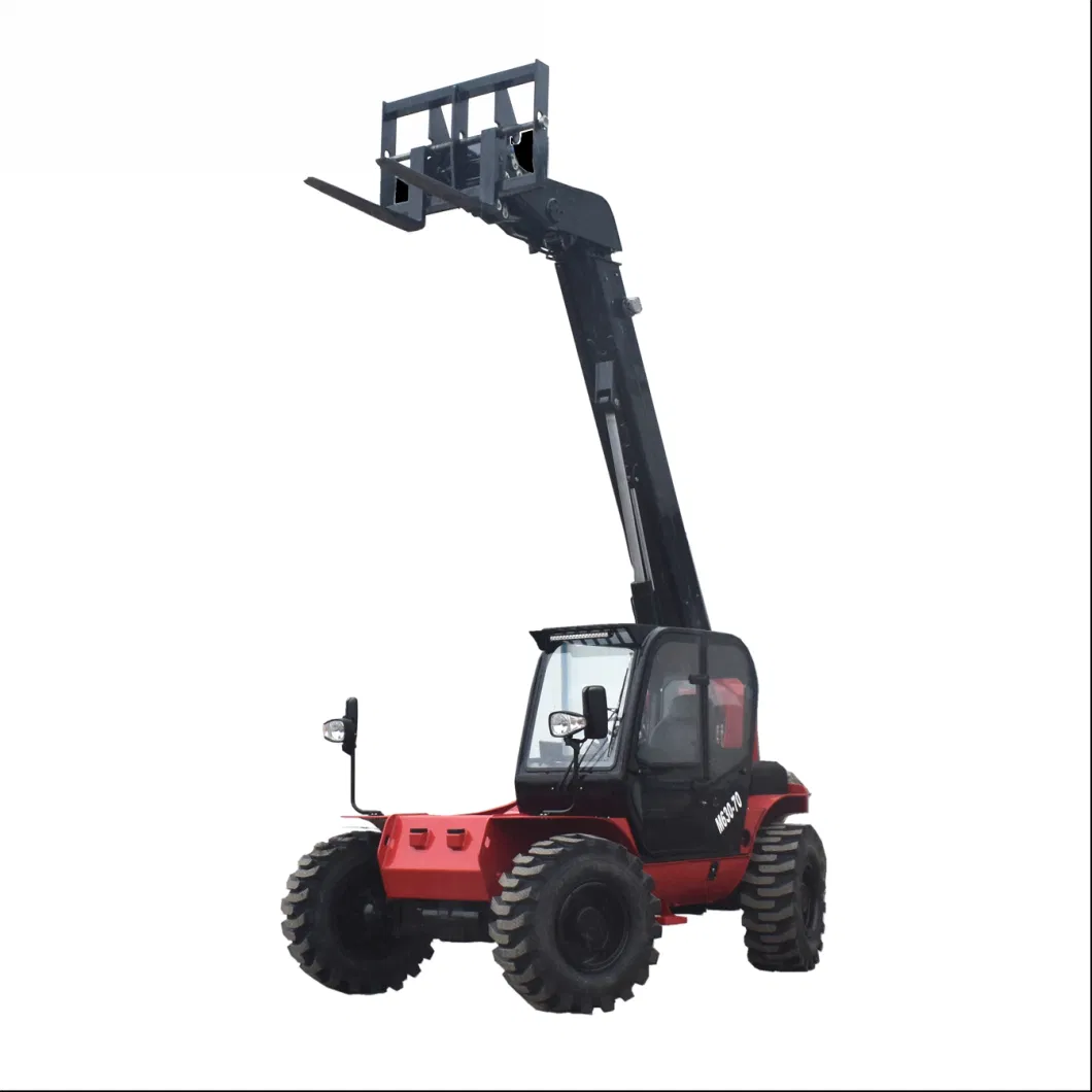 Small Turning Radius 7m High Reach Compact Telescopic Side Boom Loader with Post Hole Digger