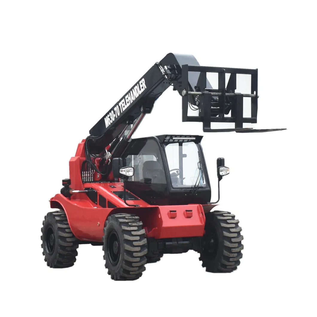 Small Turning Radius 7m High Reach Compact Telescopic Side Boom Loader with Post Hole Digger