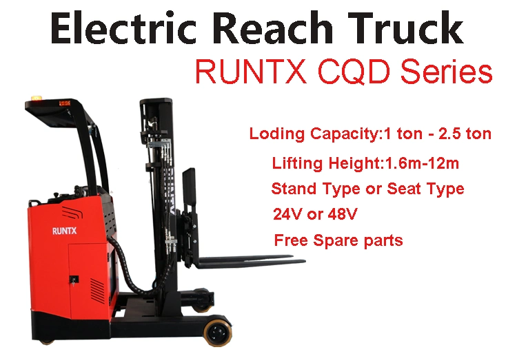 1.5 Ton 1500 Kg 2 Ton 2000 Kg Electric Reach Forklift with Triplex Full Free Mast and Comfortable Seat