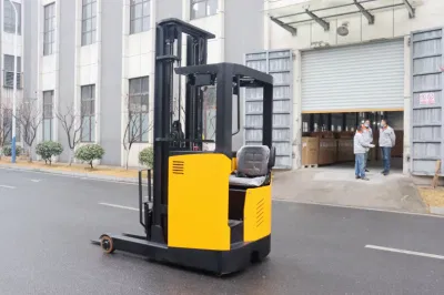 Seating Type 1.5ton Electric Reach Truck with High Lifting 5m Warehouse Narrow Aisle Battery Stacker1500kg Electric Reach Forklift 3 Stage Mast